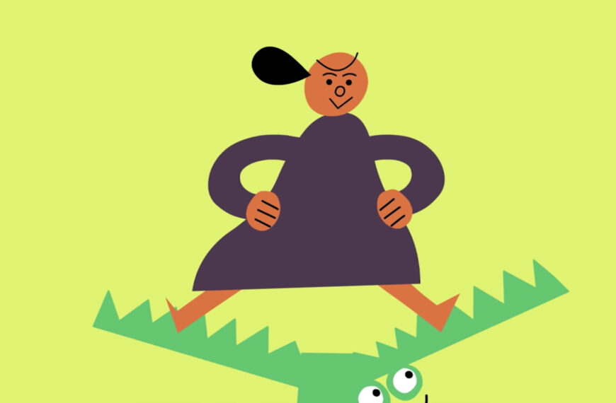 Illustration de quelqu’un debout au-dessus d’une bouche d’alligator ouverte.